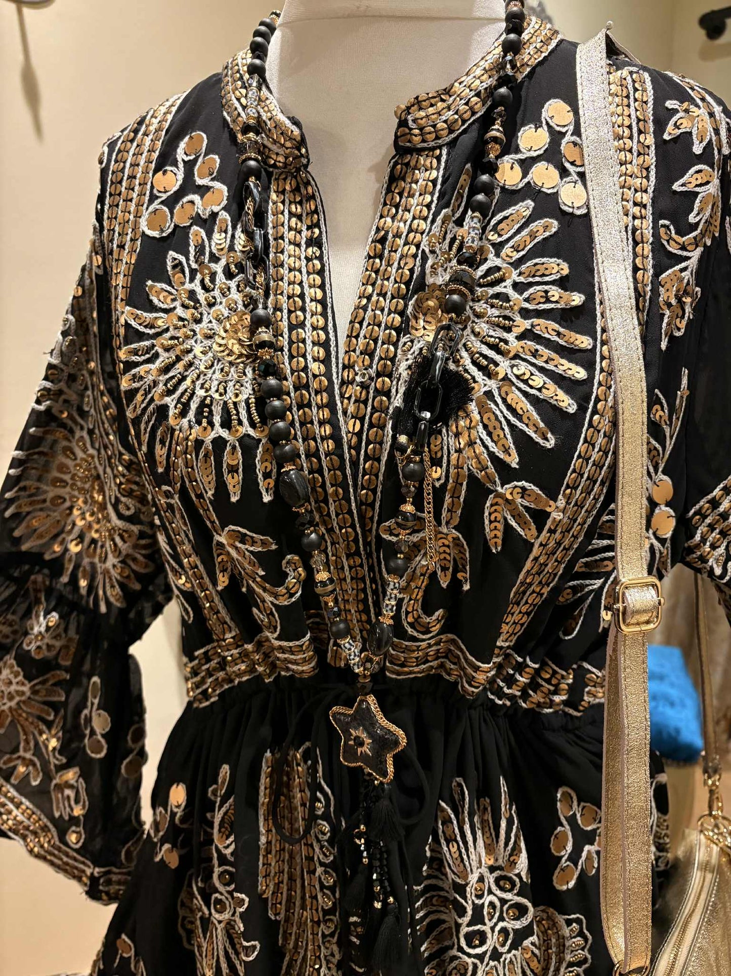 THE 'YARA' STUNNING RICHLY EMBELLISHED BELL SLEEVE TUNIC DRESS FROM OUR EXCLUSIVE SPANISH COLLECTION