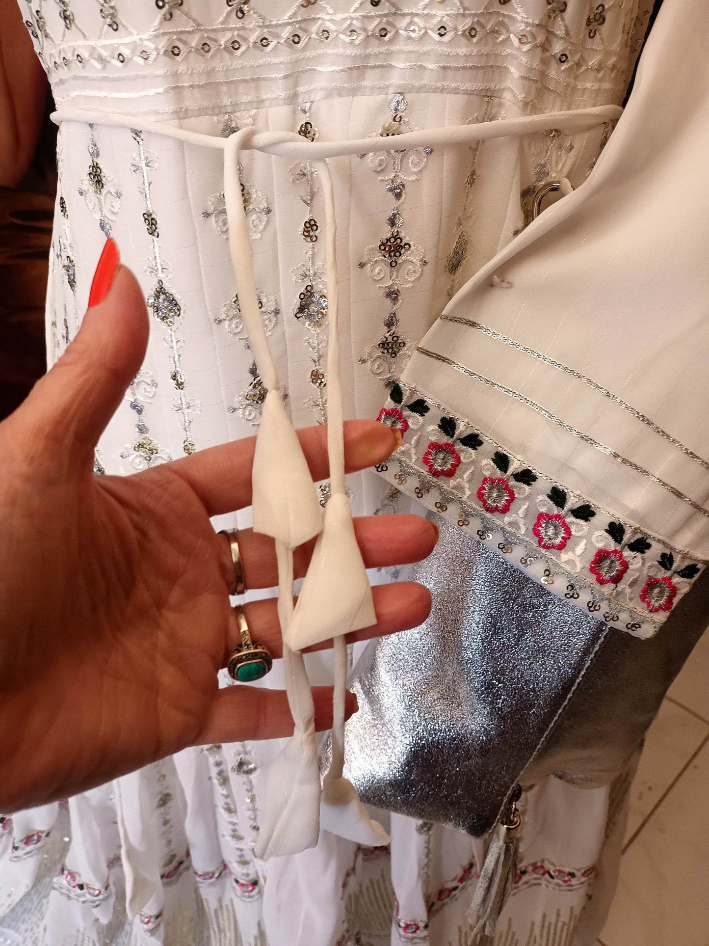 'ZAHARA PURITY' FABULOUSLY EMBELLISHED CHIFFON BOHEMIAN DRESS IN WHITE