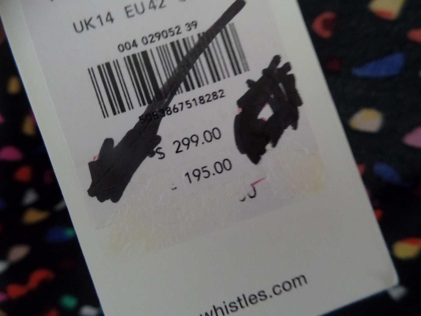 Vestido con estampado de fiesta alegre de colores del arco iris de Whistles, talla 14, ¡precio de venta recomendado: 195 £!