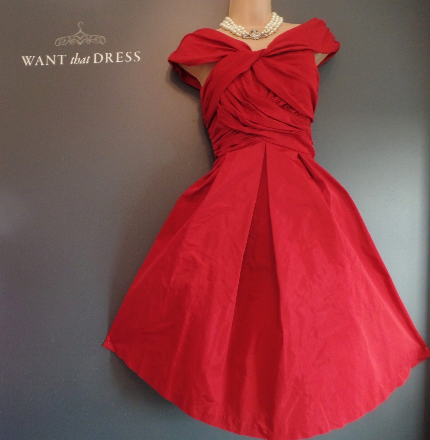 Hobbs Size 10 Stunning! Festive Red Taffeta Hollywood Starlet Style Sweetheart Bodice Dress RRP £229!