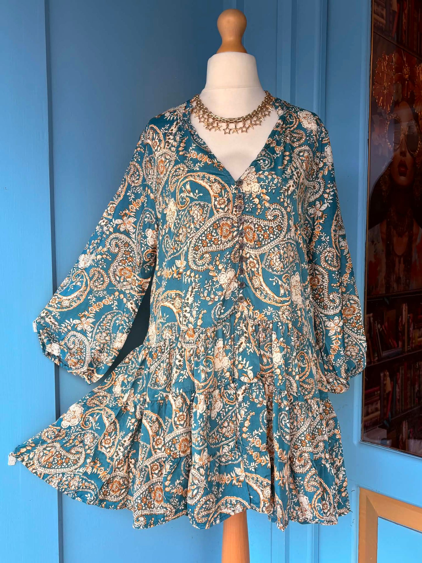 THE 'PAISLEY PARADISO' STUNNING FLIPPY HEM BUTTON BODICE DRESS FROM OUR EXCLUSIVE SPANISH COLLECTION