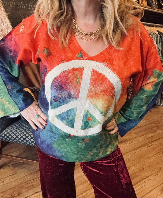 THE 'RAINBOW PEACE' BEAUTIFUL LIGHTWEIGHT STATEMENT KNIT