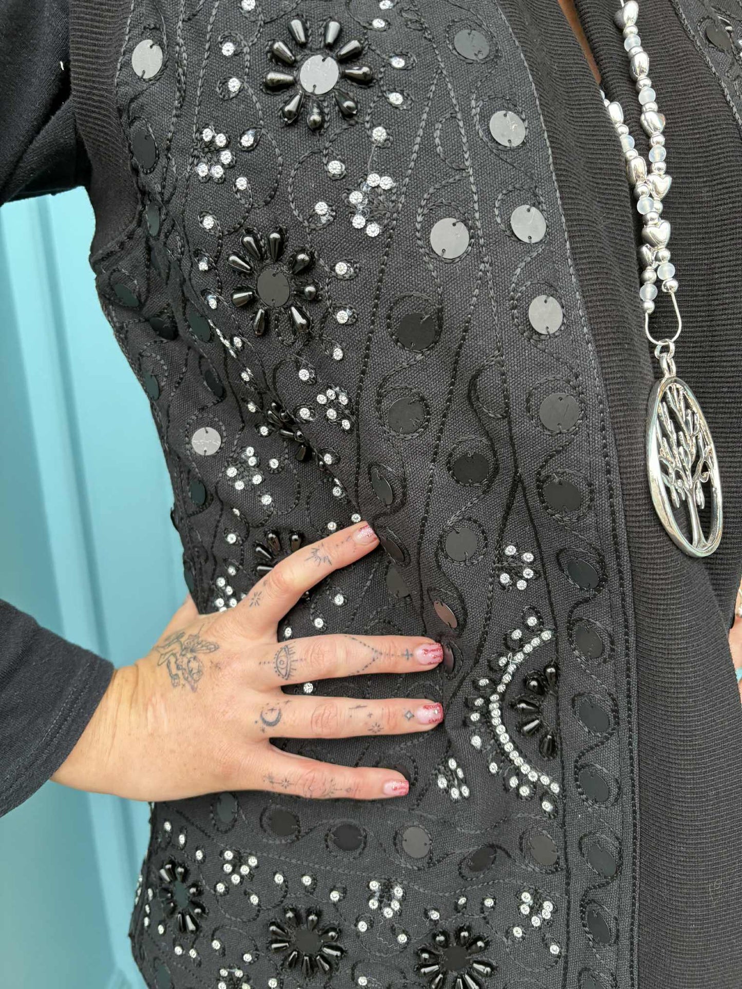 THE 'NURIA' BEAUTIFUL RICHLY BEADED AND EMBROIDERED EDGE TO EDGE GILET IN THREE COLOURS FROM OUR EXCLUSIVE SPANISH COLLECTION