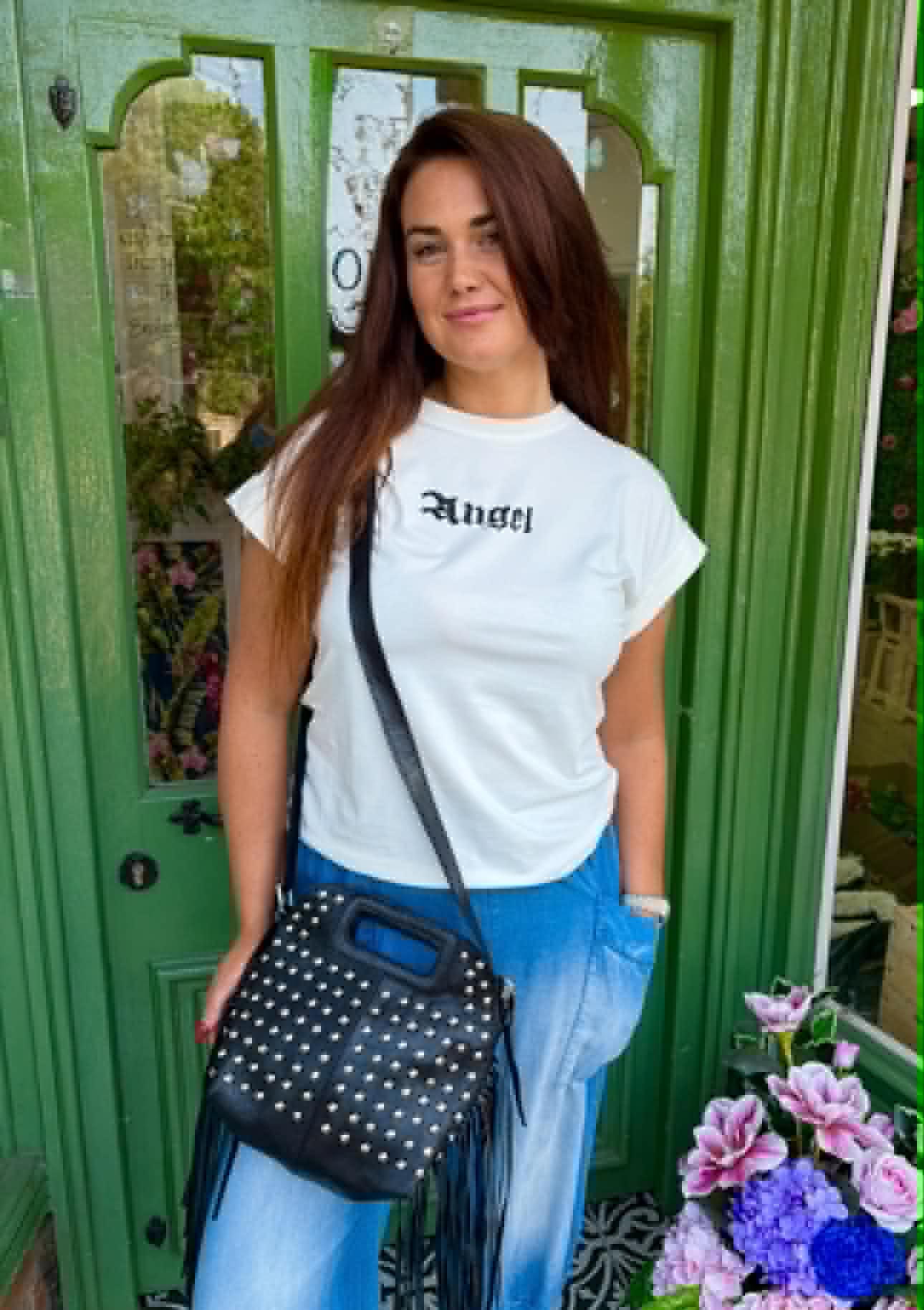 THE 'FALLEN ANGEL' ROCK CHICK STYLE T SHIRT WITH ANGEL WING DETAIL TO THE BACK