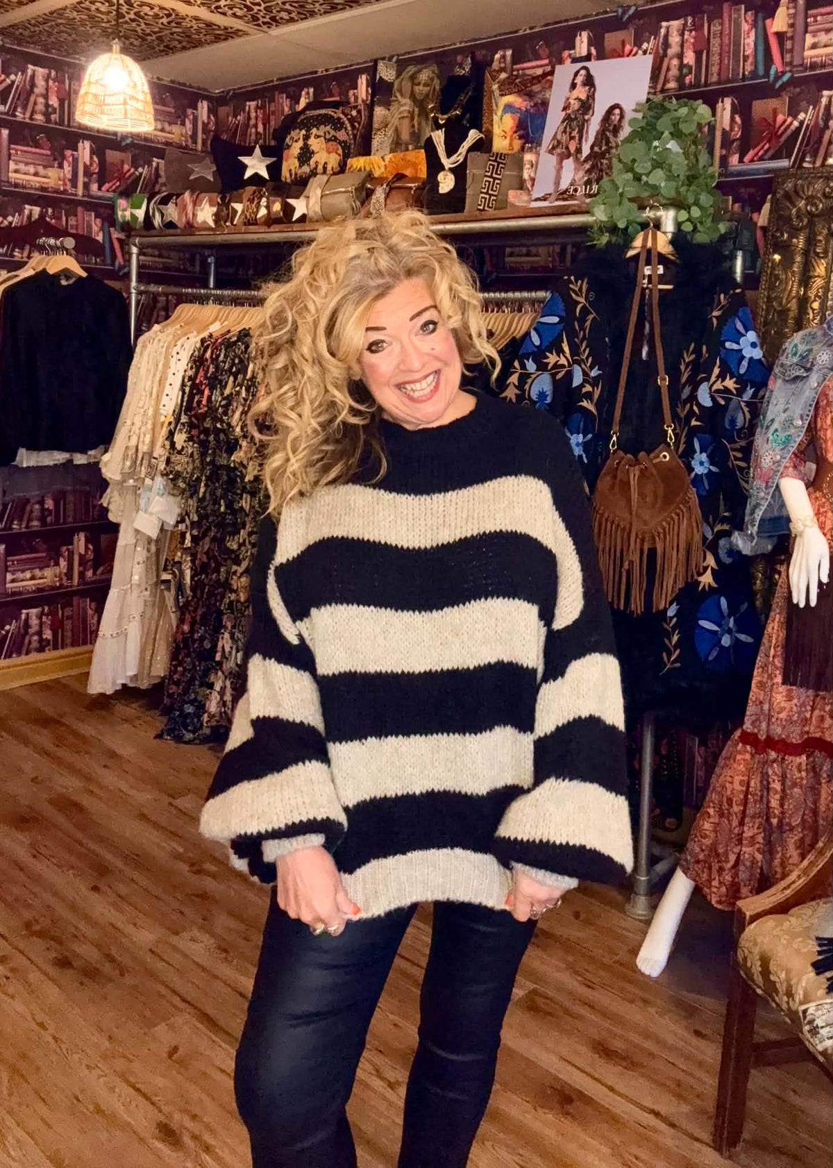 THE 'TEEN SPIRIT' ROCK CHICK STYLE BOLD STRIPE COSY SUPERSOFT SNUGGLE JUMPER