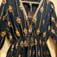 THE 'JASMINE' BEAUTIFUL BLACK AND GOLD EMBROIDERED BELL SLEEVE DRESS MADE IN INDIA