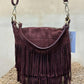 THE 'MILEY' STUNNING ITALIAN LEATHER FRINGED TWO WAY BAG WITH POCKETS