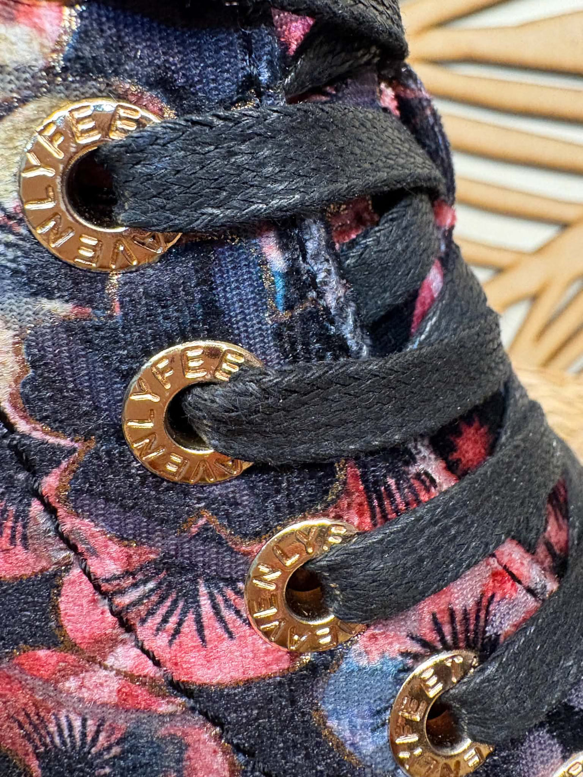THE 'PANSY' STUNNING MULTI PANSY PATTERN LACE UP SUPER COMFORT LACE UP/ZIP BOOTS VEGAN FRIENDLY