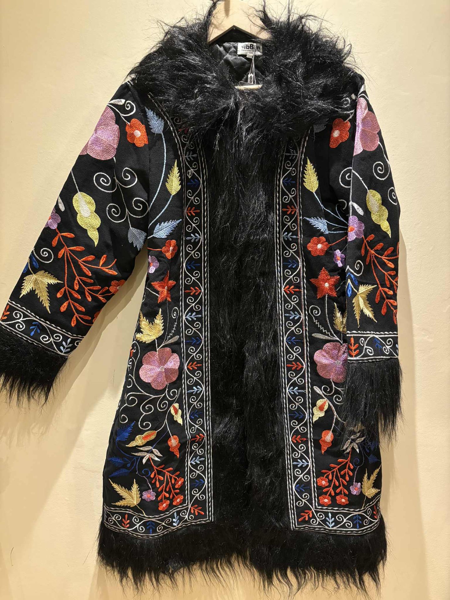 THE 'MODA' STUNNING 70'S  AFGHAN STYLE FAUX FUR COAT WITH BEAUTIFUL EMBROIDERY FROM OUR EXCLUSIVE SPANISH RANGE