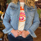 THE 'MILEY' STUNNING RHINESTONE EMBELLISHED CLASSIC FADED DENIM JACKET
