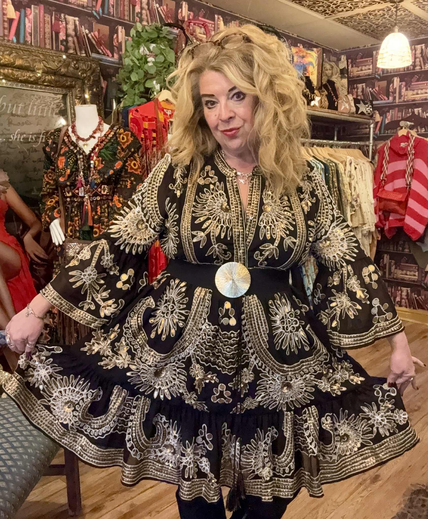 THE 'YARA' STUNNING RICHLY EMBELLISHED BELL SLEEVE TUNIC DRESS FROM OUR EXCLUSIVE SPANISH COLLECTION