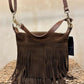 THE 'MILEY' STUNNING ITALIAN LEATHER FRINGED TWO WAY BAG WITH POCKETS