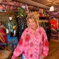 THE 'MYSTIC LOVE' CANDY PINK HEARTS & CELESTIAL SUN PRINT STATEMENT OVERSIZED SHIRT
