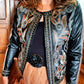 THE 'CLAUDIA' ELEGANT FAUX LEATHER STUDDED AND RICHLY EMBROIDERED JACKET