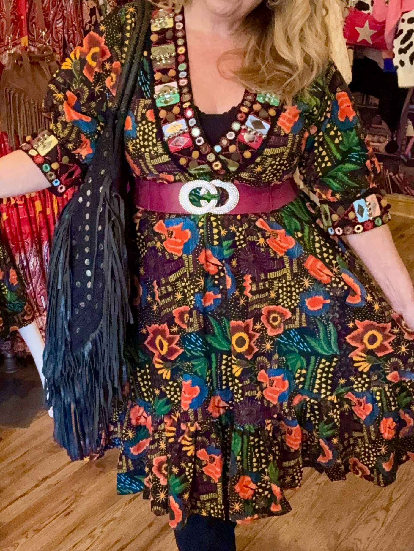 THE 'LYLA MIDI' EXQUISITELY EMBELLISHED BRIGHT AND BEAUTIFUL NEEDLECORD DRESS FROM OUR EXCLUSIVE SPANISH COLLECTION