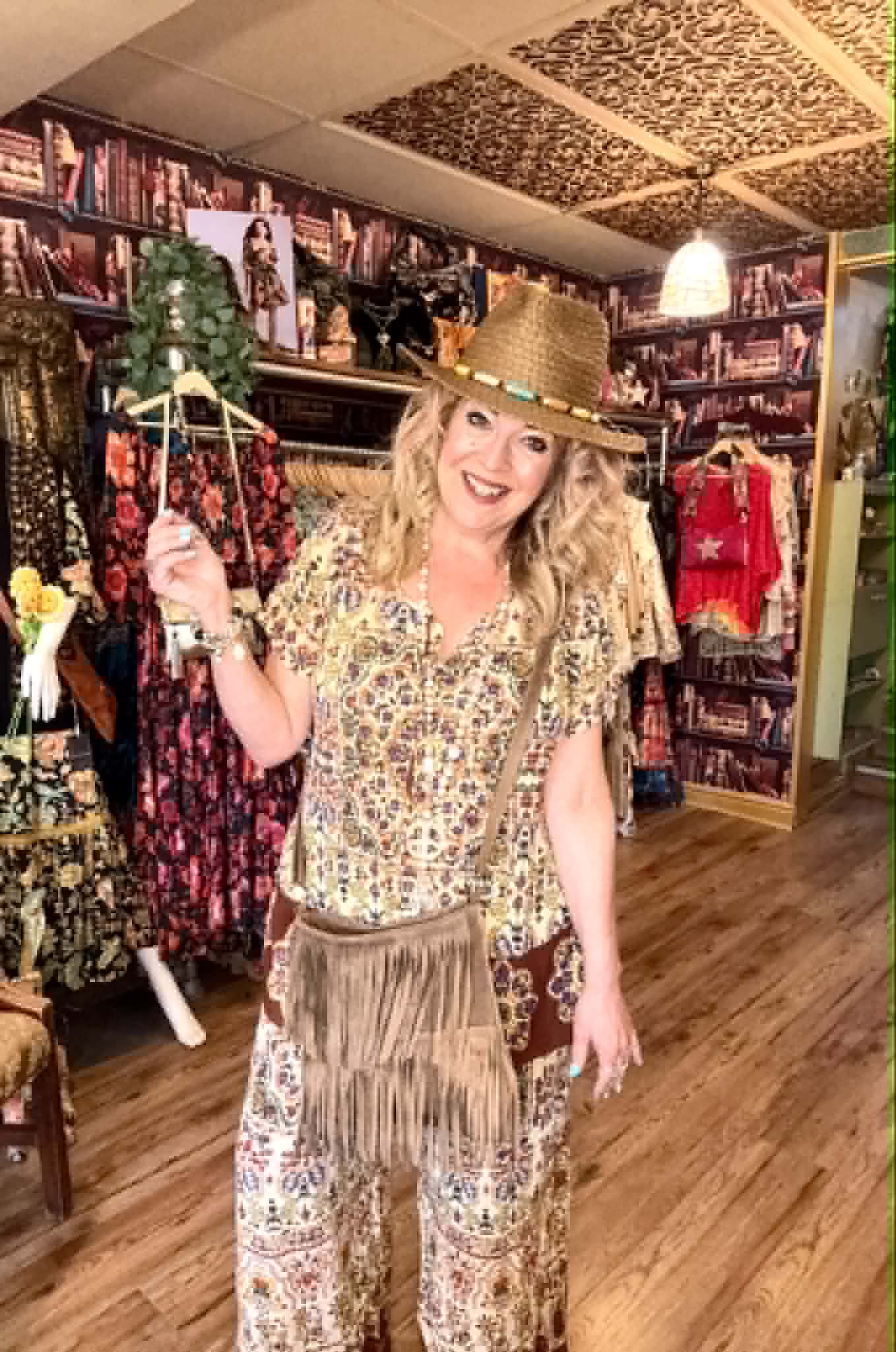 THE 'JONI' STUNNING VINTAGE 70'S STYLE BOHEMIAN PRINT RELAXED FIT TWO PIECE TROUSER SUIT