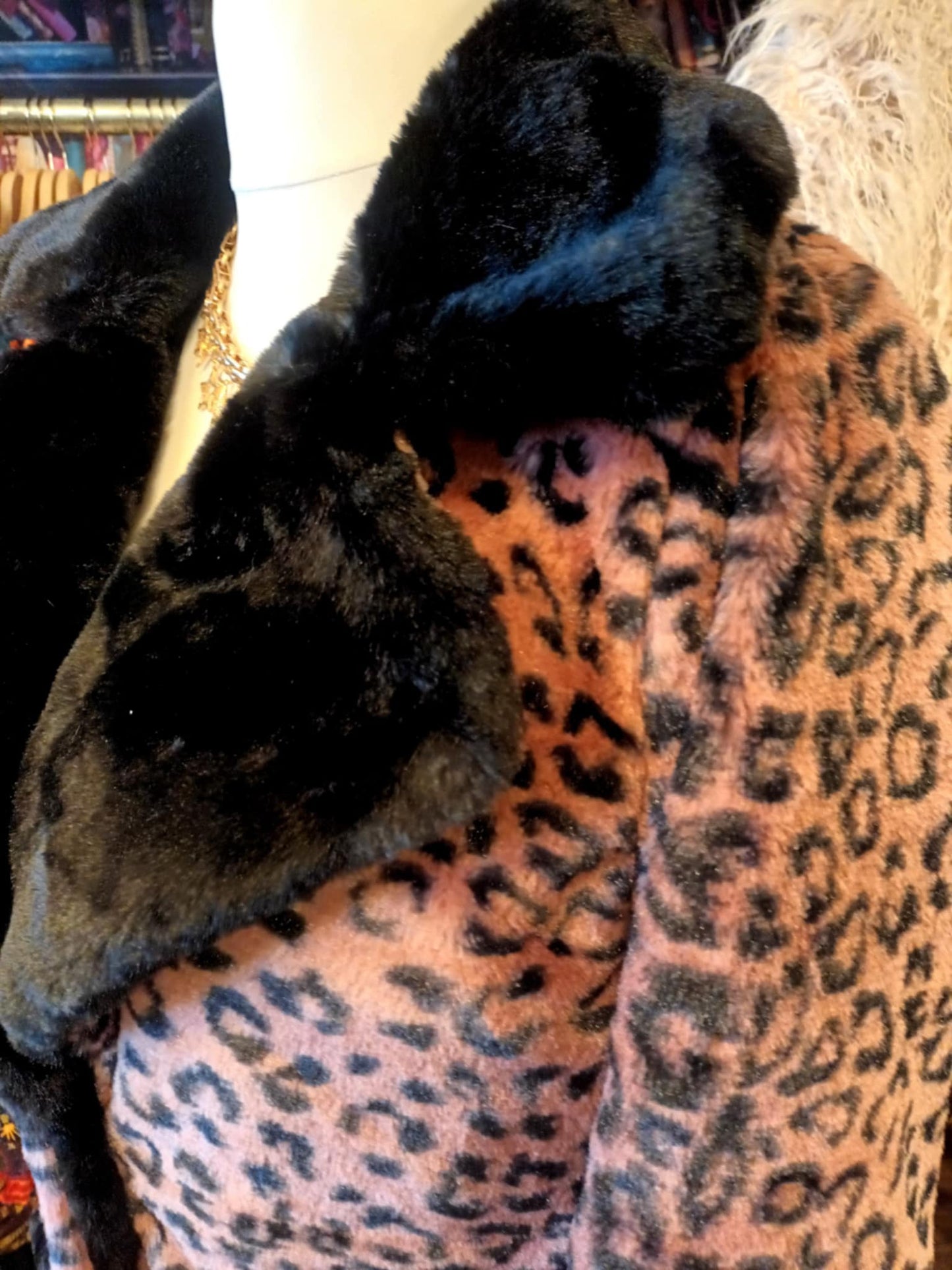 THE 'LEONA' EXQUISITELY SOFT PLUSH LEOPARD FAUX FUR COAT IN PINK OR BEIGE