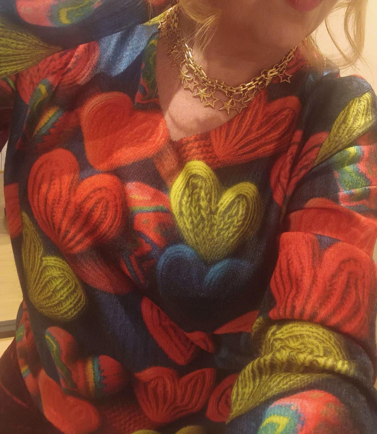 THE 'RAINBOW HEARTS' SUPER SOFT LIGHTWEIGHT V NECK JUMPER