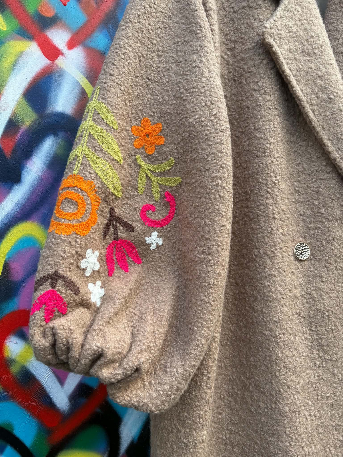 THE 'RENEE' STUNNING TEDDY BEAR BORG FULLY LINED COAT WITH STUNNING EMBROIDERED SLEEVES