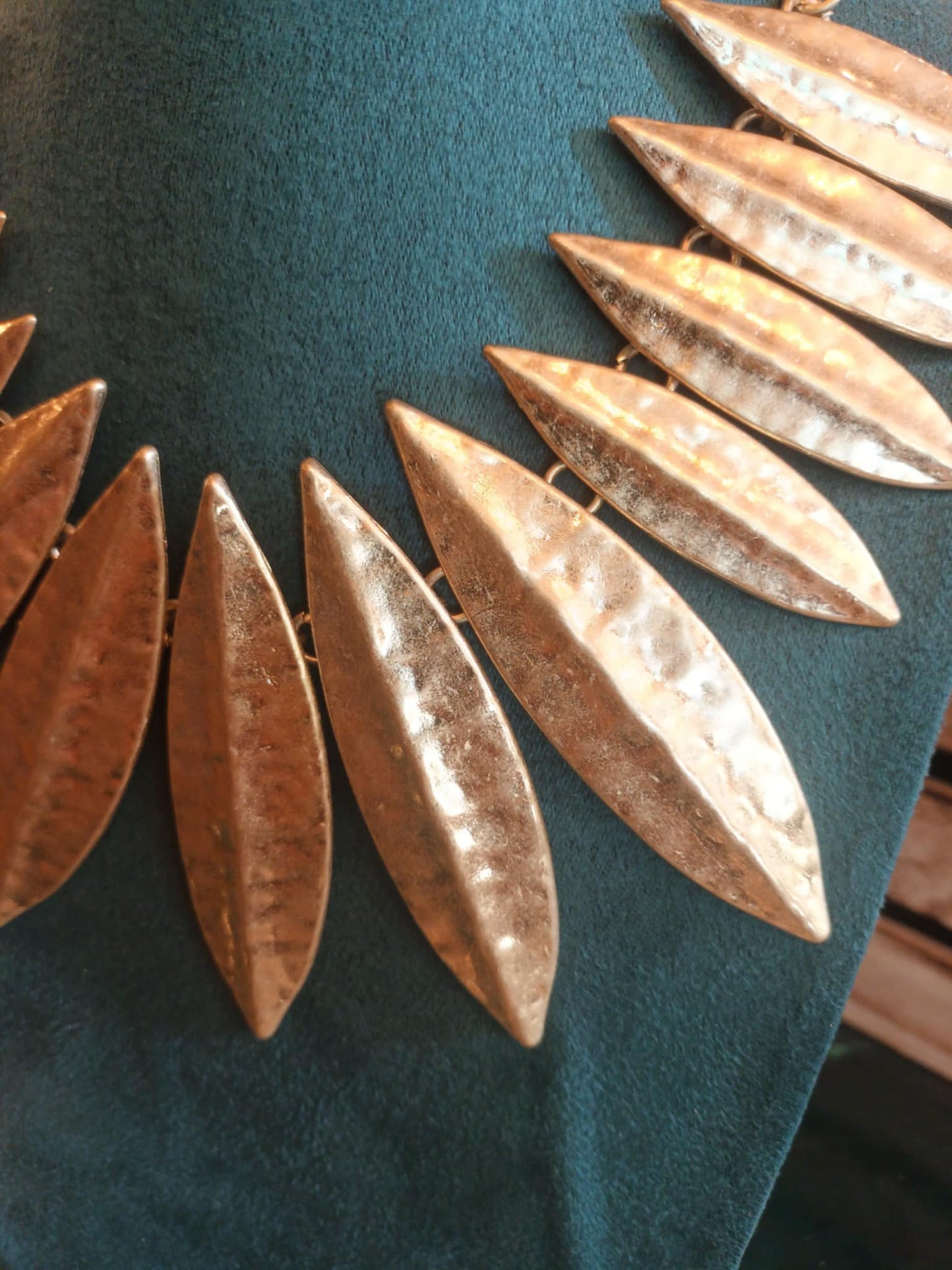 THE 'CADENZA' BEAUTIFULLY MODERN STATEMENT BEATEN METAL NECKLACE IN SILVER OR GOLD