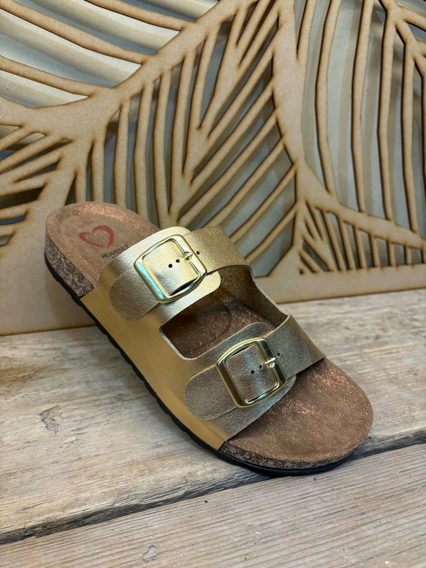 THE 'MADRID' CLASSIC SHIMMERY GOLD FOOTBED SUPER COMFORT SLIDER