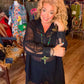 THE 'VICTORIANA' STUNNING BLACK DOBBY SPOT LACE EMBELLISHED VICTORIANA STYLE BUTTON THROUGH TUNIC/DRESS