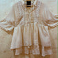 THE 'MARTHA' BEAUTIFUL VINTAGE 70'S FOLK STYLE PINTUCK AND LACE TASSEL DETAIL SMOCK TOP