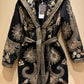 THE 'YARA' STUNNING EMBROIDERED AND SEQUINNED SHAWL COLLAR COAT WITH COSY QUILTED LINING. EXCLUSIVE FROM SPAIN