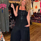 THE 'VOGUE' EXQUISITE QUALITY PINSTRIPE WIDE LEGGED TROUSERS WITH QUIRKY PAPER BAG POCKET DETAIL