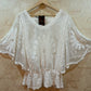 THE 'WOODSTOCK' SNOWY WHITE 70'S STYLE ANGEL SLEEVE EMBROIDERED SHEER SLEEVE TOP