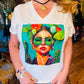 THE 'CACTUS FRIDA' STATEMENT T SHIRT WITH FRIDA KAHLO TO THE FRONT CLASSIC WHITE