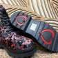THE 'PANSY' STUNNING MULTI PANSY PATTERN LACE UP SUPER COMFORT LACE UP/ZIP BOOTS VEGAN FRIENDLY