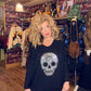 THE 'GOTHIKA' FABULOUS STUDDED & DIAMANTE SKULL DETAIL EXQUISITE FINE KNIT BATWING JUMPER