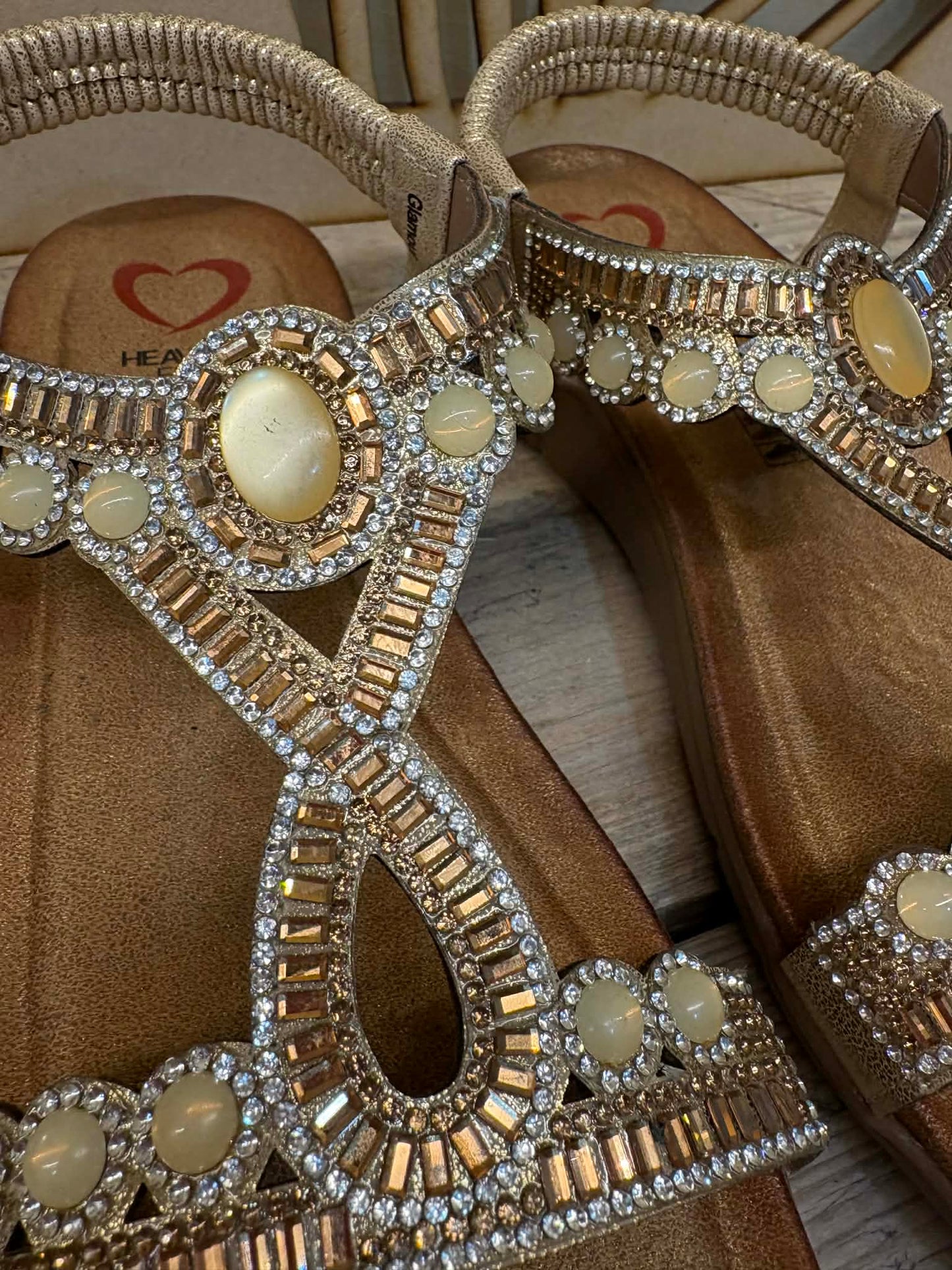 THE 'GOA' STUNNING JEWEL EMBELLISHED SUPER COMFORT CUSHION SOLE T BAR SANDAL