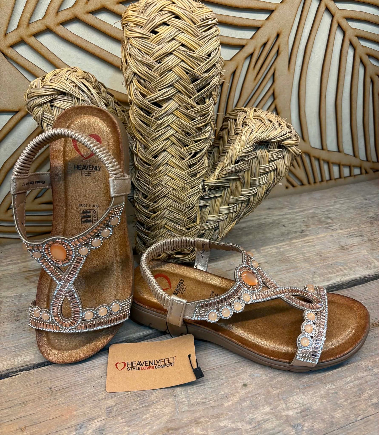 THE 'GOA' ROSE GOLD STUNNING JEWEL EMBELLISHED SUPER COMFORT CUSHION SOLE T BAR SANDAL