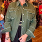 THE 'ARMY DREAMERS' FABULOUS ROCK CHICK STYLE RICHLY STUDDED JACKET IN ARMY GREEN