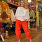 THE 'HAVANA' FABULOUSLY FLATTERING TAPERED BARREL LEG STRETCH TROUSERS IN VIBRANT ORANGE