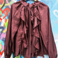 THE 'RHIANNON' FABULOUS WATERFALL FRILL FRONT BALLOON SLEEVE BLOUSE WITH TIE NECK DETAIL THREE COLOURS!