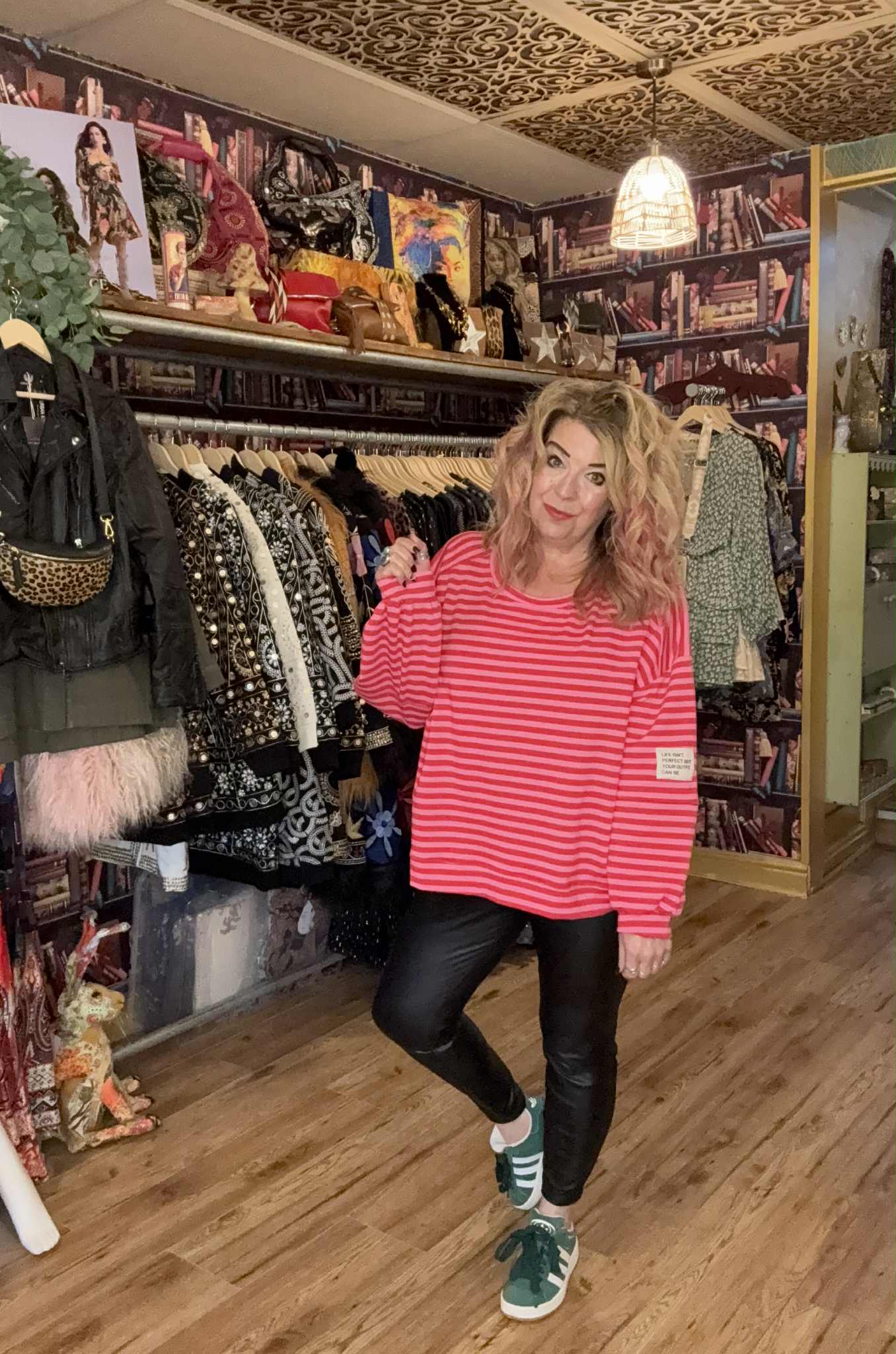 THE 'WEEKENDER' 70'S STYLE BRIGHT & BEAUTIFUL STRIPED SWEATSHIRT WITH QUIRKY PATCH DETAIL TWO COLOUR OPTIONS