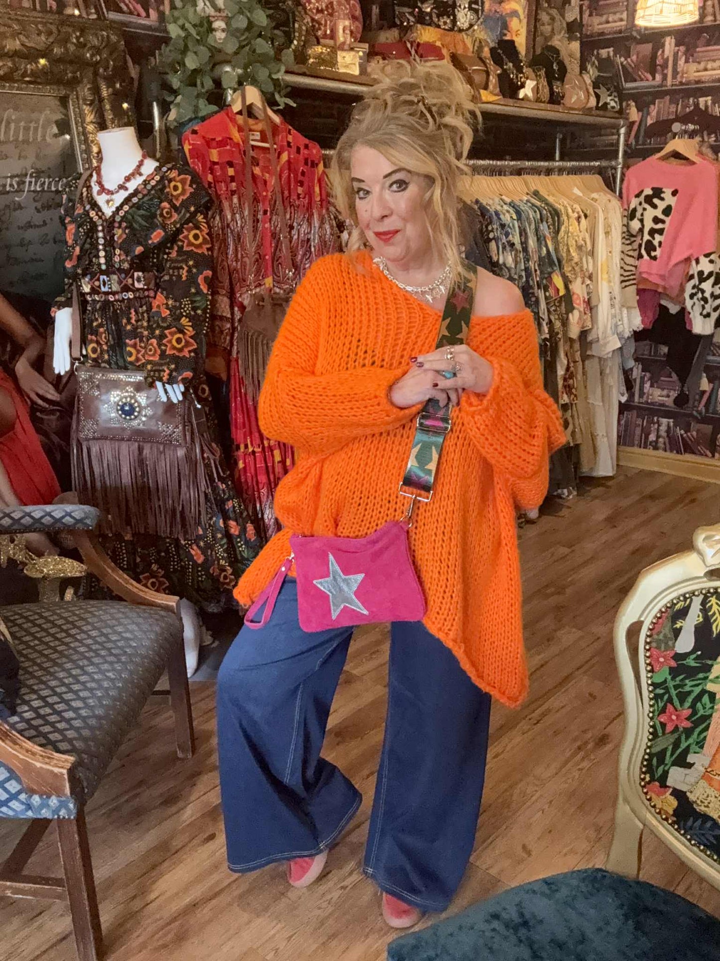 THE 'CECE' OVERSIZED DROP SLEEVE SNUGGLE JUMPER IN ZESTY ORANGE OR BURGUNDY