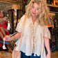 THE 'MARTHA' BEAUTIFUL VINTAGE 70'S FOLK STYLE PINTUCK AND LACE TASSEL DETAIL SMOCK TOP