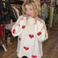 THE 'LOVE IS...' BEAUTIFUL CREAM AND RED CUTE AND COSY HEART PATTERN SNUGGLE JUMPER