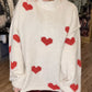 THE 'LOVE IS...' BEAUTIFUL CREAM AND RED CUTE AND COSY HEART PATTERN SNUGGLE JUMPER