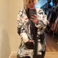 THE 'PARISIAN MISS' BEAUTIFUL EDGE TO EDGE BOUCLE COAT IN A QUIRKY IMPRESSIONIST PRINT FROM OUR MADE IN ITALY COLLECTION