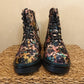 THE 'PANSY' STUNNING MULTI PANSY PATTERN LACE UP SUPER COMFORT LACE UP/ZIP BOOTS VEGAN FRIENDLY