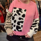 THE 'HOTCHPOTCH LEOPARD' COSY FEEL FLUFFY KNIT IN PINK OR ORANGE