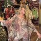 THE 'SIENNA' LUXURIOUS SILK BLEND MARBLE PRINT TWO PIECE FLOATY TROUSER SUIT PINK, KHAKI OR BLUE