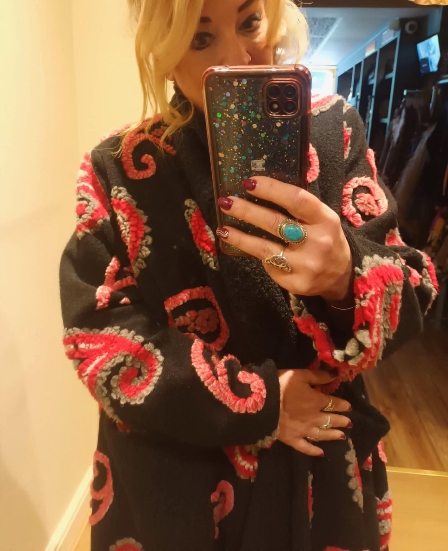 THE 'PERFECTLY PAISLEY' BEAUTIFUL EDGE TO EDGE BOUCLE COCOON COAT IN A STUNNING PAISLEY DESIGN