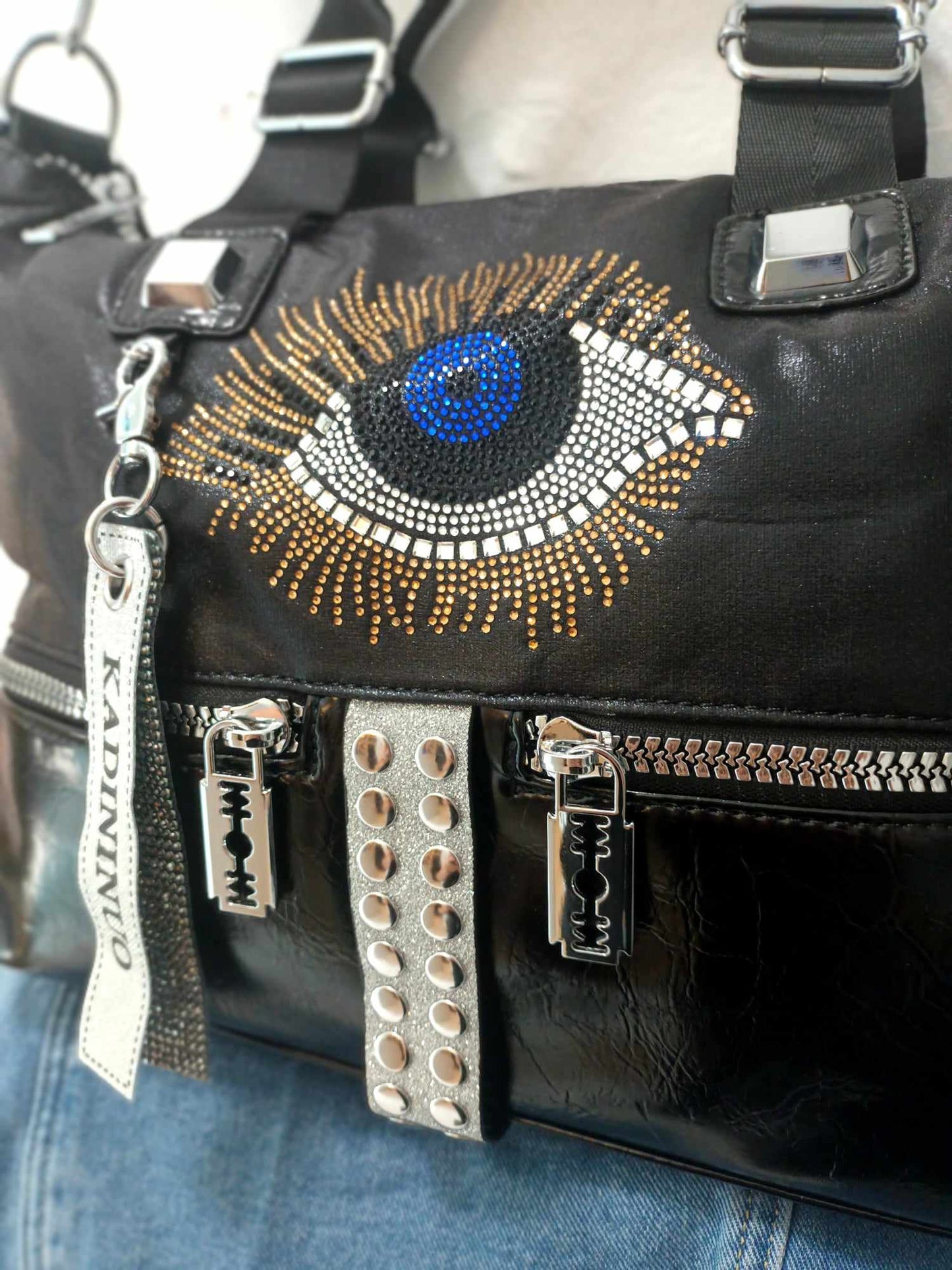 'MYSTICA' FABULOUS MYSTIC EYE DETAIL OVERSIZED HANDBAG WITH SHOULDER STRAP