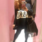 'ROXANNE' FUNKY ROCK AND ROLL MOTIF OVERSIZED JUMPER IN BLACK & PALE GOLD